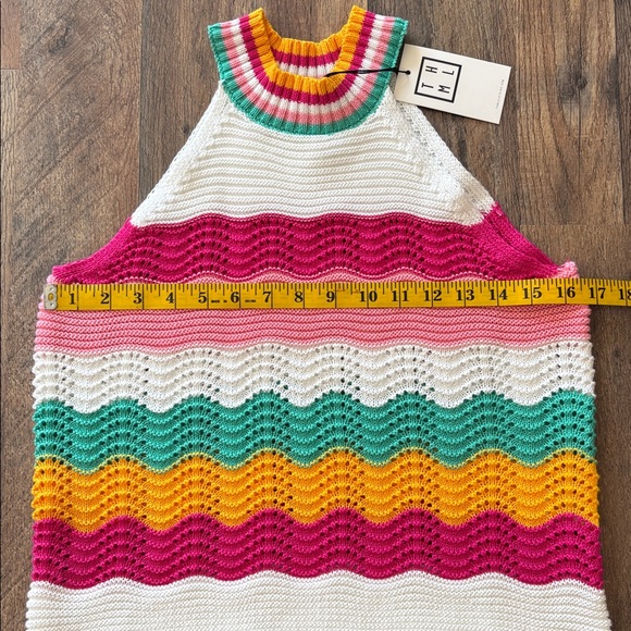 THML pink green white yellow colorful sleeveless striped knit halter small New - Picture 2 of 7